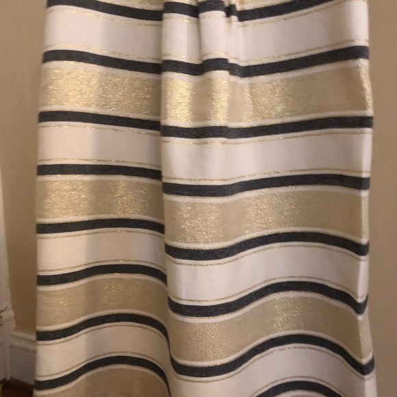Baby Gap Girls Dress Navy Metallic Gold Stripes - Picture 3 of 4